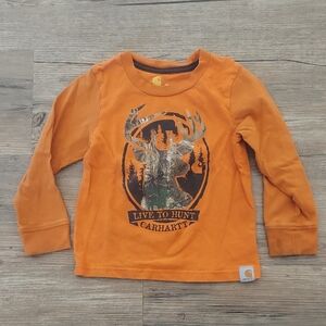 Carhartt Kids Long Sleeve Shirt in Orange with Hunting Graphic